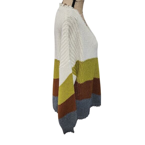 BLU PEPPER color block‎ chevron boho destroyed sweater size 2X - Picture 5 of 8
